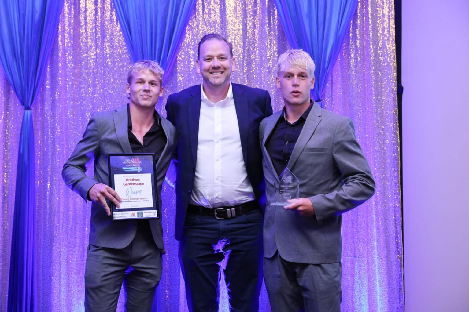 Brothers Gardenscape accepting the Young Entrepreneur award at the Redlands Business Excellence Awards